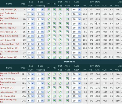 Baseball Defensive Lineup